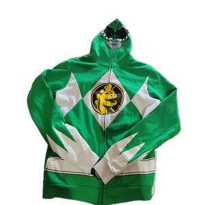 Mighty Morphin Power Rangers Costume Hoodie Full Zip Mens Small Green